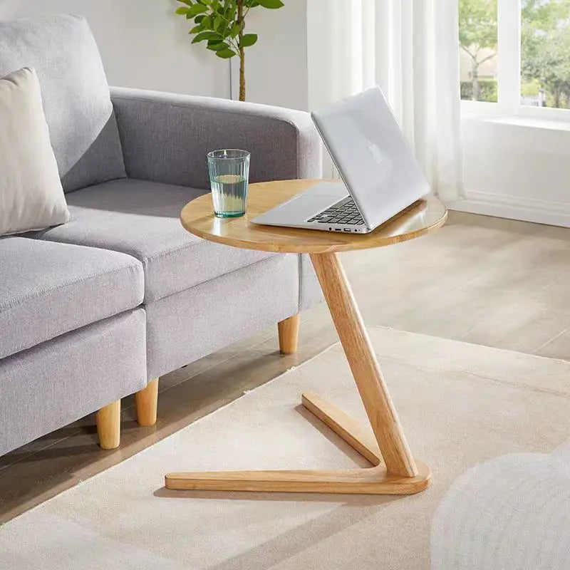 Solid wood small coffee table household living room small round table sofa edge table