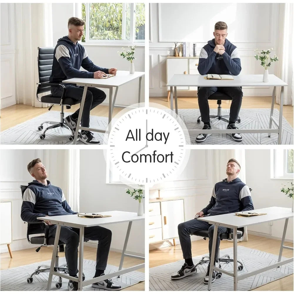 "contemporary ribbed home office chair, sleek leather meeting room seating, ergonomic desk chair for comfort, high-back executiv