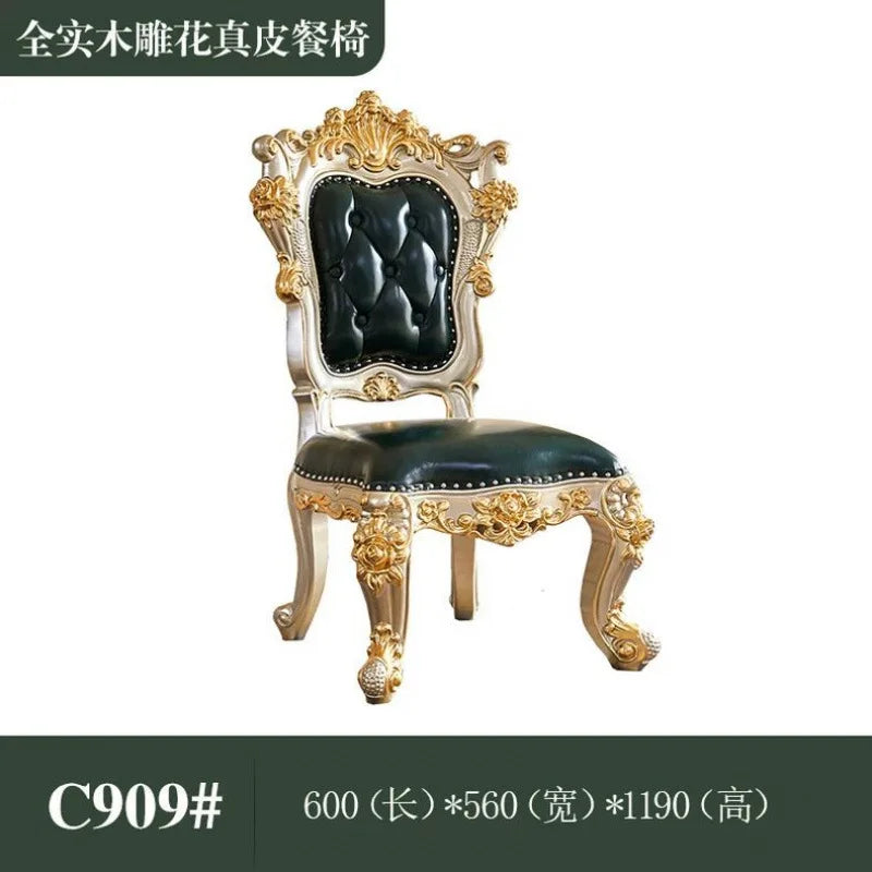 CL combination dining table and chairs all solid wood flower dining table villa restaurant household rectangular dining table