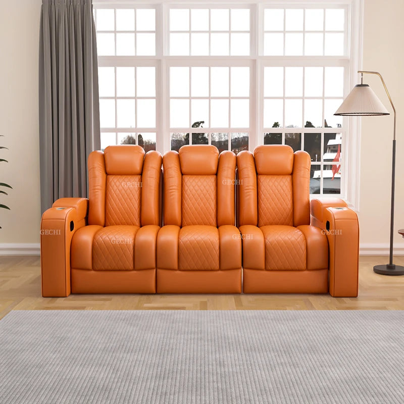 Luxury Theater Furniture Black Color 3seater Electric Cinema Sofa Home Theater Sofa Cinema Living Room Recliner Sofa Chair