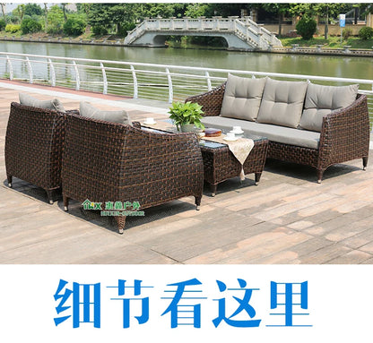 Leisure Courtyard Garden Sofas Outdoor Simple Homestay Coffee Table Garden Sofa Terrace Pe Rattan Furniture Sofá Exterior MHHYSF