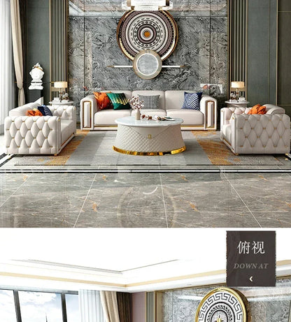 Custom Italian light luxury leather sofa living room combination size modern simple front American cowhide sofa