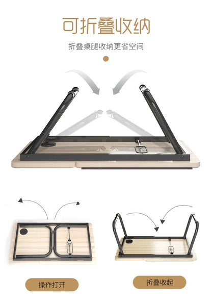 Laptop Desk On The Bed 5 gear Lifting Adjustable Laptop Table with Cup Holder Simple Computer Desk For Working Reading