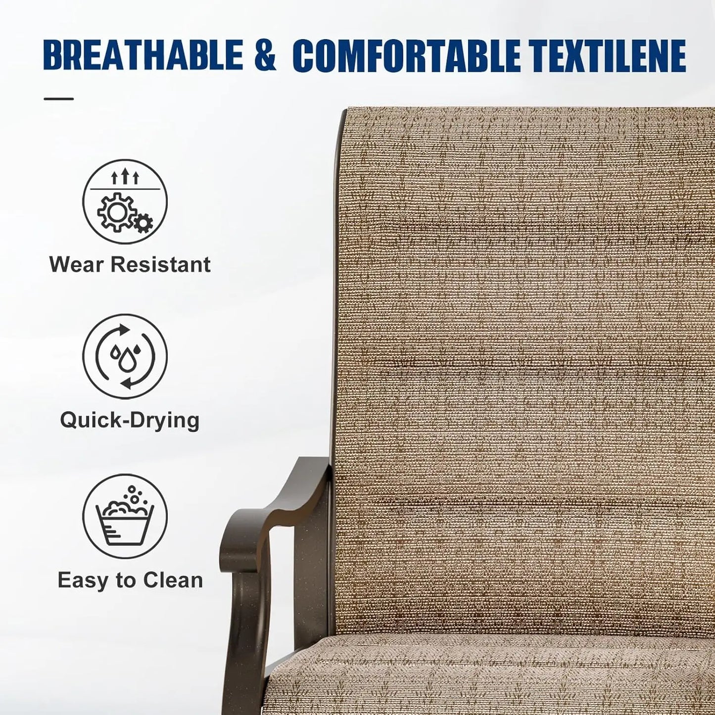 Patio Swivel Chairs Set of 2, Outdoor Dining Chairs High Back with Padded All Weather Breathable Textilene, Customized