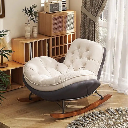 Nordic Style Rocking Chair for Living Room Cat scratch SKin Leather Light Luxury Lounge Chair for Adult Lazy Sofa Balcony Chair