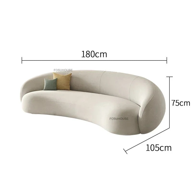 Creative Curved Living Room Sofas Nordic Fabric Cashew Lazy Sofa Reception Lounge Area Back Sofa Bed Home Living Room Furniture