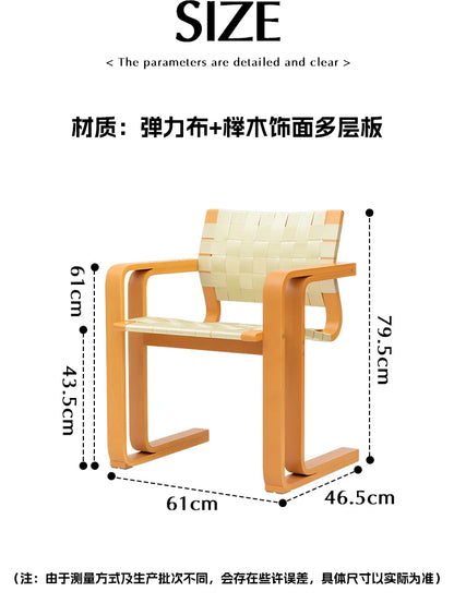 Nordic designer armrest dining chair solid wood medieval weaving home retro backrest chair
