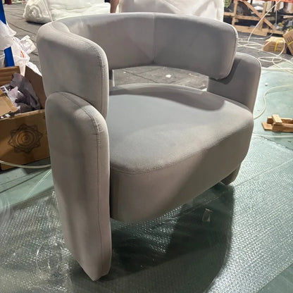 Nordic Chaise Loung Frosted Velvet Accent Chairs Curved Backrest Solid Wood Frame High Density Sponge Living Room Single Sofas