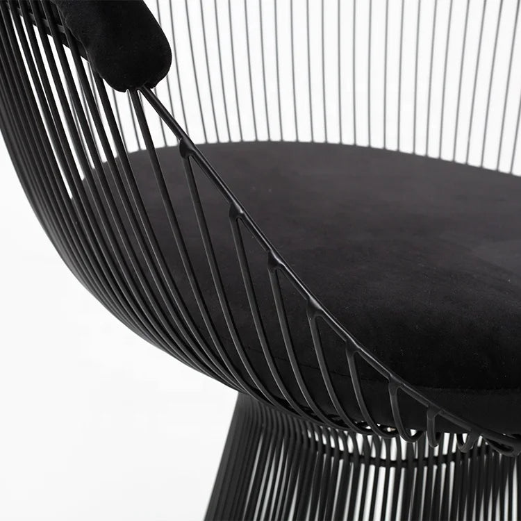 2025 Modern Luxury Black Painting Stainless Steel Dining Chair for Home Velvet Single Sofa Chairs Dining Table Chairs