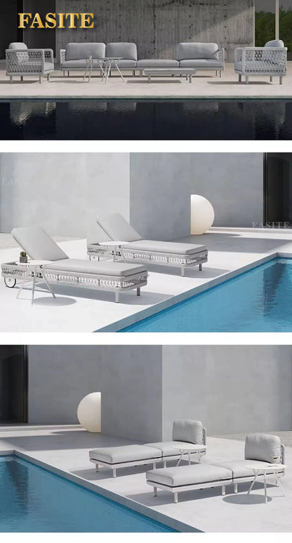 Outdoor rattan sofa, hotel villa, open-air courtyard garden, sofa coffee table