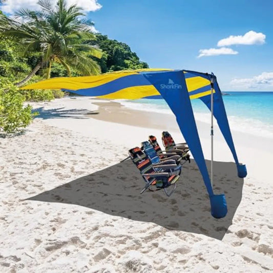 Shark FIN Shade Beach Tent Wind Sun Canopy Portable Easy Set Up UPF 50+ No Assembly Required 3-30 MPH - 1 to 8 People - Tie Dow
