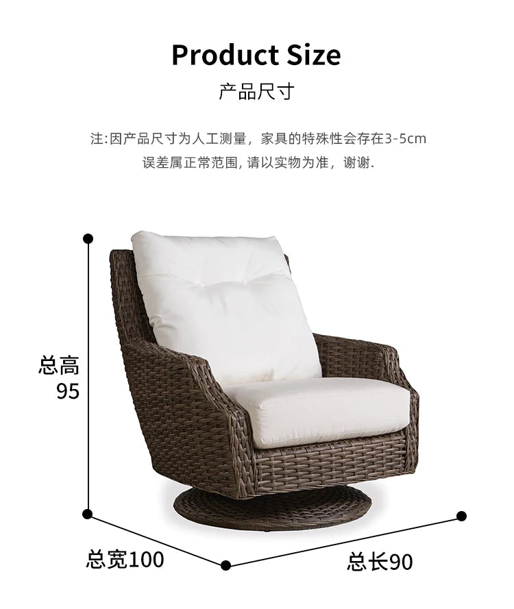 Outdoor sofa combination balcony rattan leisure chair swivel chair