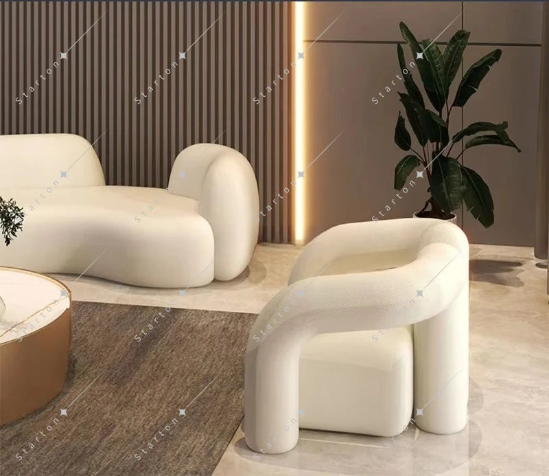 New Design Nordic Living Room Furniture Cloth Sofa Modern Fabric Office Hair Salon Frame Waiting Sectional Cashmere Sofa Set