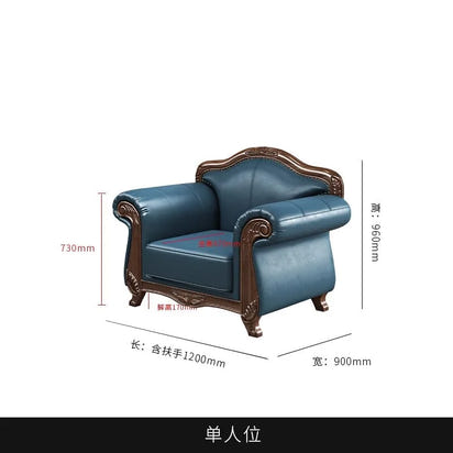 Customizable American Country Vintage Log Leather Sofa