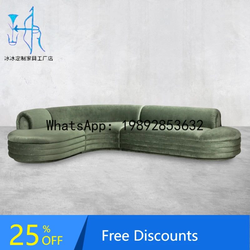 XL Nordic Light Luxury Curved Fabric Irregular Living Room Beauty Salon Modern Simple Sofa