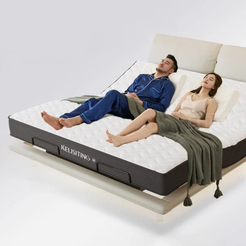 Elegant Modern Double Bed Luxury Upholstered Comferter Adults Bed Adjustable Electric Cama Box Casal Bedroom Furniture