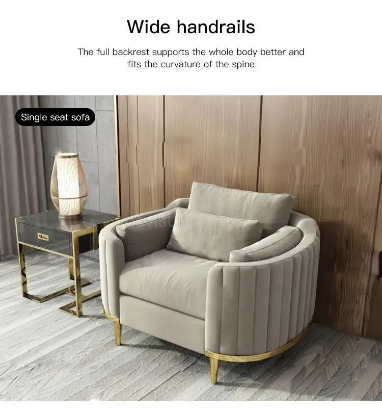Nordic Reading Household Sectional Fabric 3 Seat Sofa Upholstered Armchair Custom Color Living Room Fauteuil Home Furniture