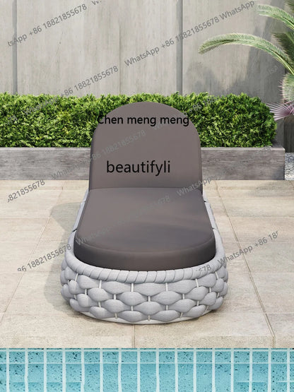 Outdoor Rattan Aluminum Alloy Lounge Bed Leisure Hotel Beach Open-Air Sofa Recliner Set