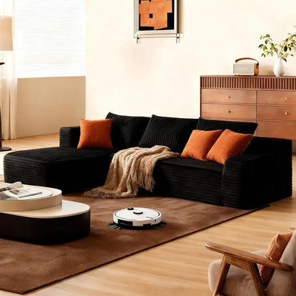 108" Light Luxury Modular Sofa with Chaise | Deep Seat | Comfy Cloud L-Shaped Boneless Sectional for Living Room
