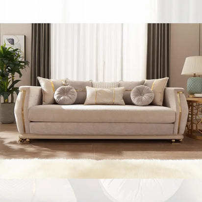 Luxury velvet sofa set stainless steel comfortable living room sofa villa apartment home