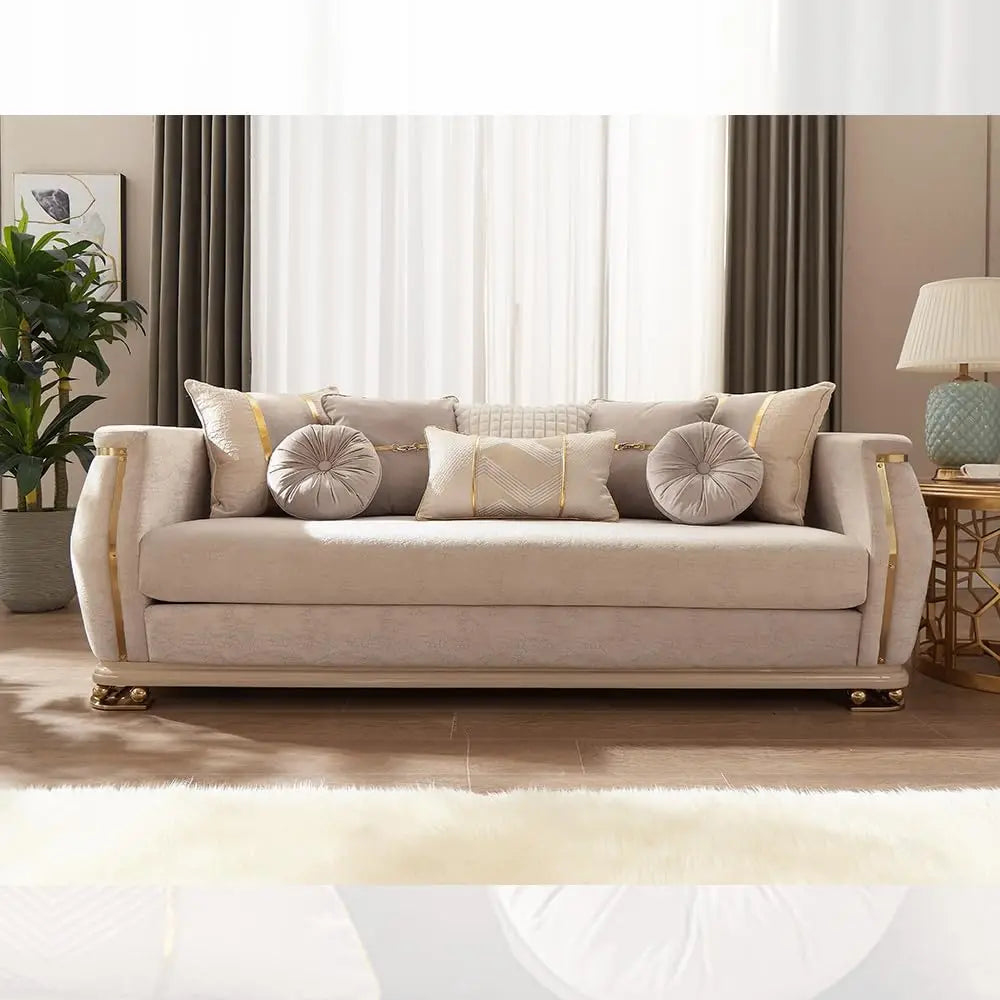 Luxury velvet sofa set stainless steel comfortable living room sofa villa apartment home