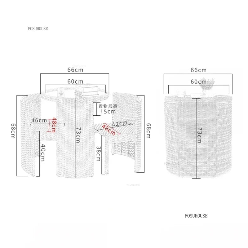 Rattan Garden Furniture Sets Balcony Home Table Chairs Storage Leisure Table and Chair Three-piece Set Outdoor Patio Combination