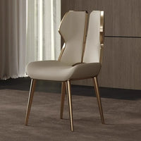 Light Luxury Stainless Steel Dining Chairs Relaxing Home Modern Simple Kitchen Relax Chairs Backrest Leather Aesthetic Furniture
