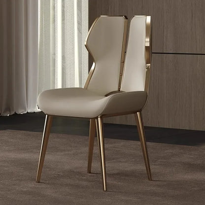 Light Luxury Stainless Steel Dining Chairs Relaxing Home Modern Simple Kitchen Relax Chairs Backrest Leather Aesthetic Furniture