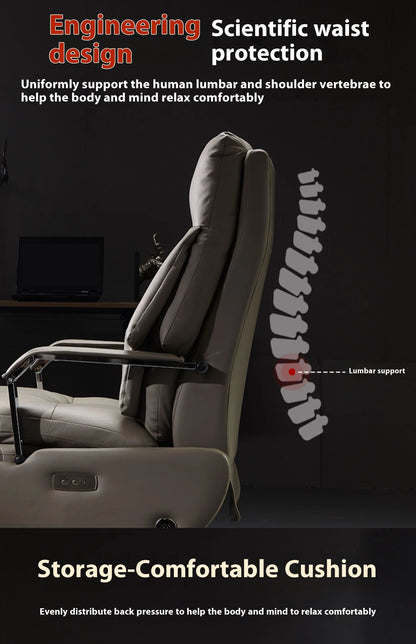 Modern Ergonomic Electric Leather Office Chair with Massage & Multifunctional Luxury Large Class Computer Chair