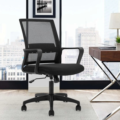 Ergonomic Mesh Office Chair with Lumbar Support, Adjustable Height and Armrests, Black