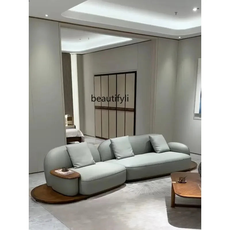 A506  Sofa Italian minimalist cowhide large flat-level villa living room high-end modern simple cream leather sofa