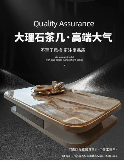 Light luxury modern coffee table microcrystalline stone high-end home high-end new living room villa marble lengthening