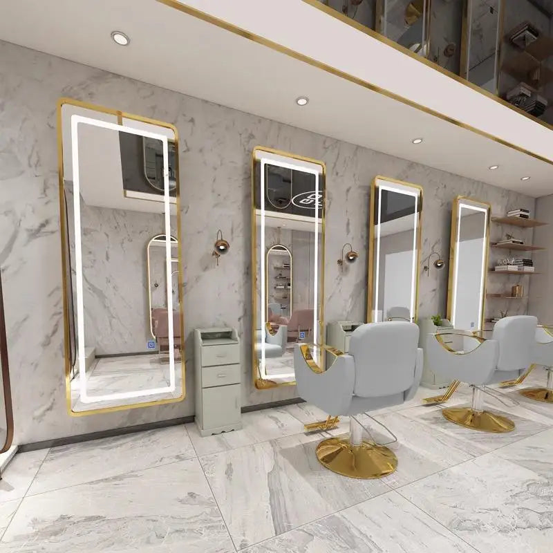 Golden Frame Beauty Salon Lighted Mirror LED Mirror Dresser Decorative Wall Mounted Illuminated Salon Wall Mirror