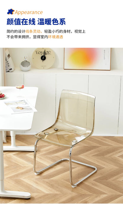 Furniture Stool Modern Transparent Chairs Designer Metal PC Plastic Dining Chair Home Creative Backrest Dining Table Stools
