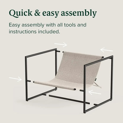 Sling Accent Chair, Metal Framed Armchair with Shredded Foam Cushioning, Oatmeal