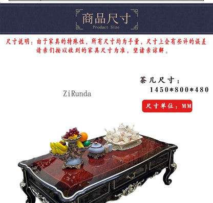 Solid wood coffee table, ebony piano paint high-end luxury solid wood tea table