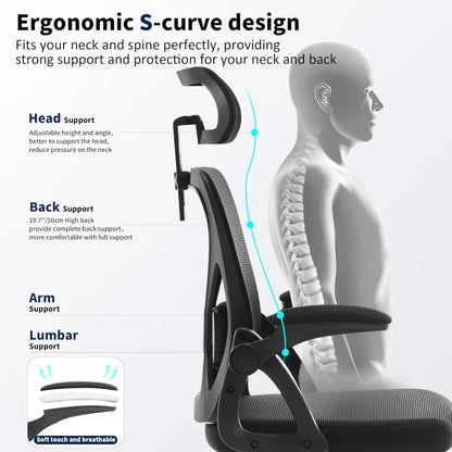 Office Chair,Ergonomic Desk Chair with Adjustable Lumbar Support,400 Lbs Mesh Computer Chair High Back with Headrest for Home Of
