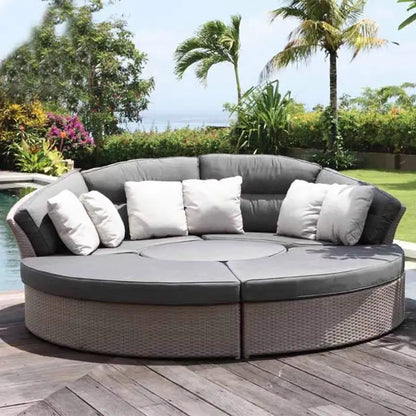 Modern Design High Quality PE Rattan Luxury Lounger Sunbed Patio Chair Set Waterproof Garden Furniture