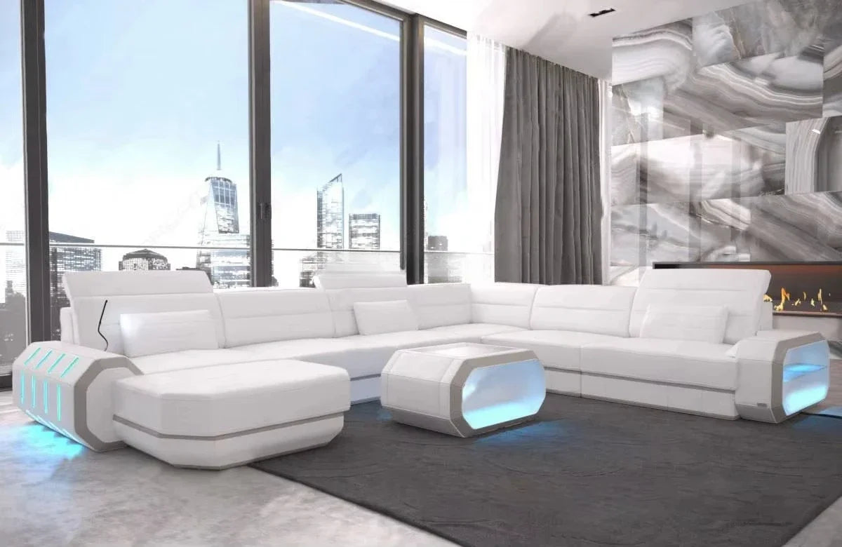 A Simple Modern Living Room Business Led Creative Combination Furniture Leather Sofa