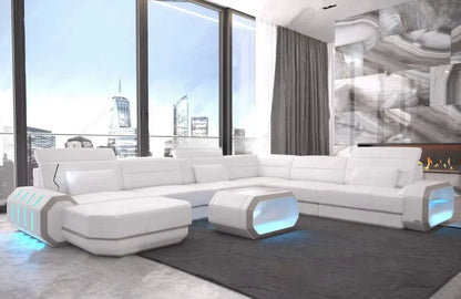 A Simple Modern Living Room Business Led Creative Combination Furniture Leather Sofa