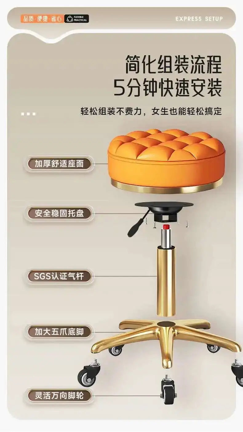 Beauty Chair Specifically Designed for Beauty Salon Adjustable Rotating Pulley Hair Salon Round Stool Tabouret A Roulette 원형의자