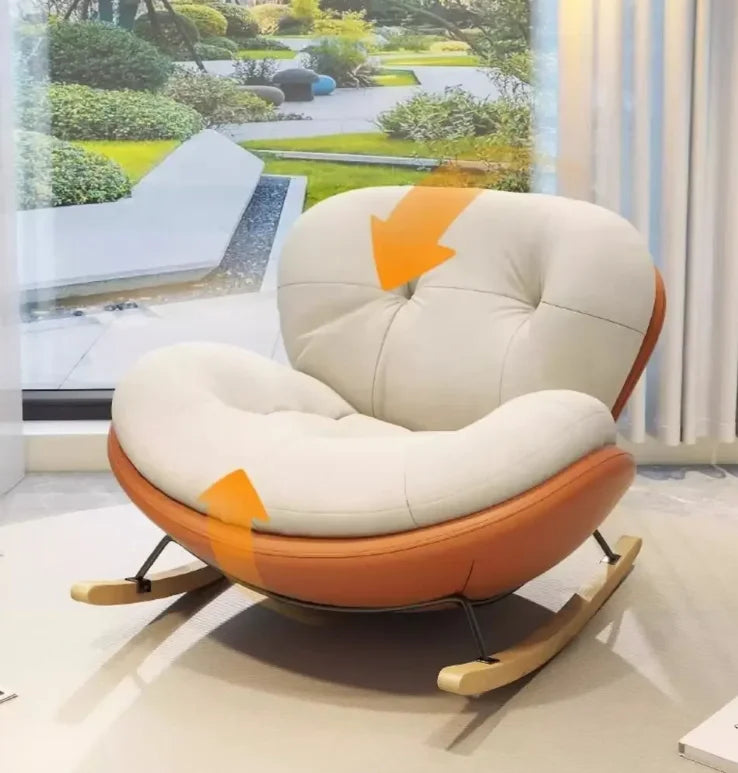 Cozy Snail Wooden Rocking Chair for Balcony and Living Room Lazy Large Rocking Sofa Chair for Leisure Time in Living Room