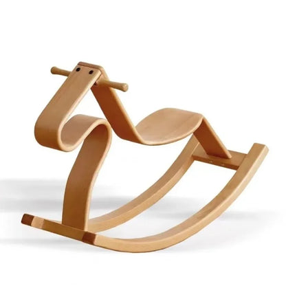 Solid wood color matching parent-child rocking horse chair Nordic light luxury toy birthday gift adults can sit
