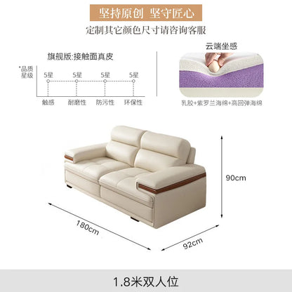 Leather sofa modern simple living room size apartment concubine solid wood combination imported first-layer cowhide sofa