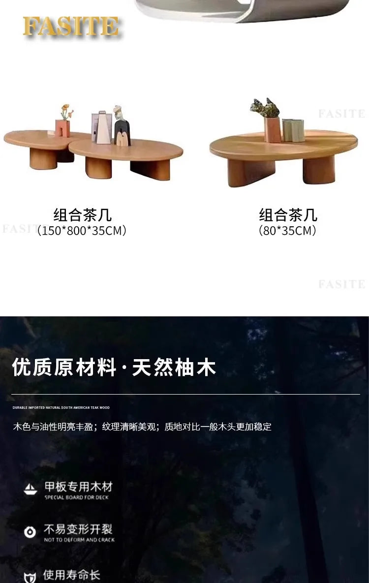 Outdoor teak courtyard Nordic style open-air famous villa anti-corrosion solid wood goose soft stone sofa