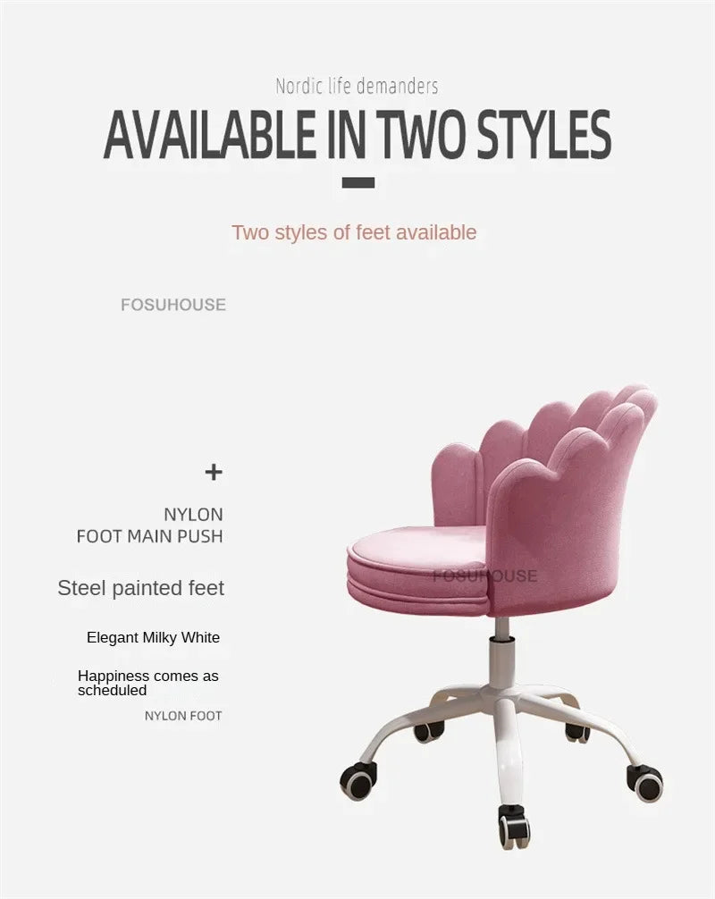Creative Simple Fabric Petal Office Chairs Household Bedroom Gaming Chairs Lift Backrest Computer Chair for Study Desk Chair WW