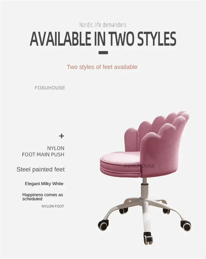 Creative Simple Fabric Petal Office Chairs Household Bedroom Gaming Chairs Lift Backrest Computer Chair for Study Desk Chair WW