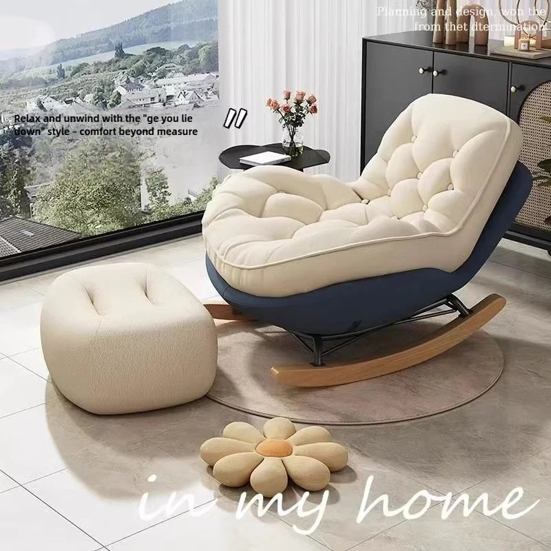 Single Lazy Rocking Chair,internet Famous White Sofa,balcony,living Room,bedroom,Nordic Italian Style Leisure Rocking Chair,sofa