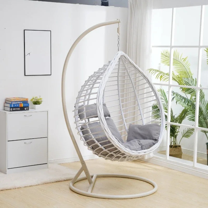 Modern Egg Shaped Outdoor Furniture Garden Wicker Rattan Hanging Patio Indoor Egg Swing Chair with Bracket