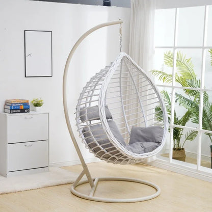 Modern Egg Shaped Outdoor Furniture Garden Wicker Rattan Hanging Patio Indoor Egg Swing Chair with Bracket